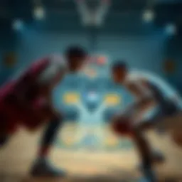Strategic basketball matchup on the court